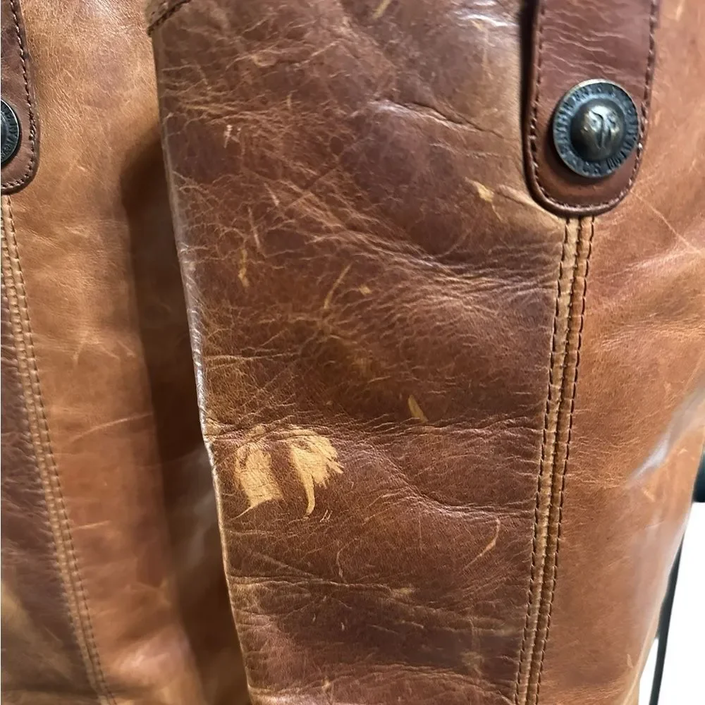 Frye Melissa Button Riding Boots Cognac Brown Tall Leather Women’s 6